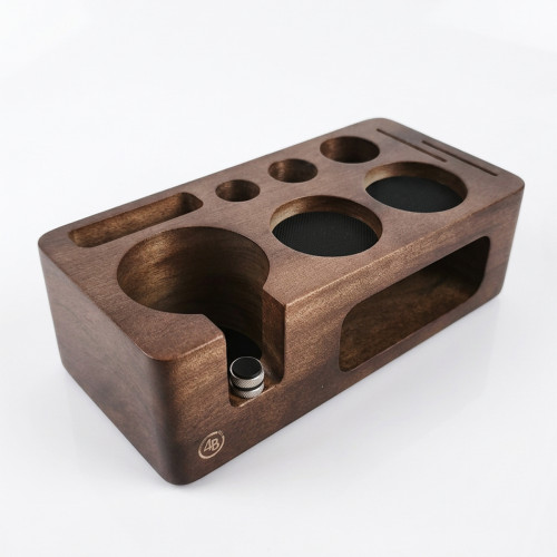 Tamper station 4Barista 58 mm | dunkles Nussbaumholz