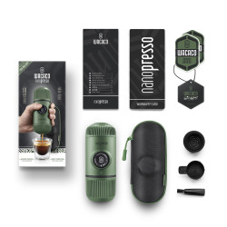 Mobile Kaffeemaschine Wacaco Nanopresso (grün) + harte Kapsel